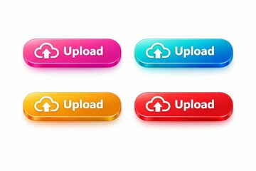 Fototapeta premium Colorful upload button icons with cloud symbol for websites and apps