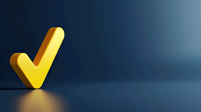Vibrant Contrast: Yellow Check Mark on Blue Floor