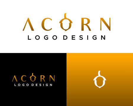 Letter O wordmark Acorn Logo Design