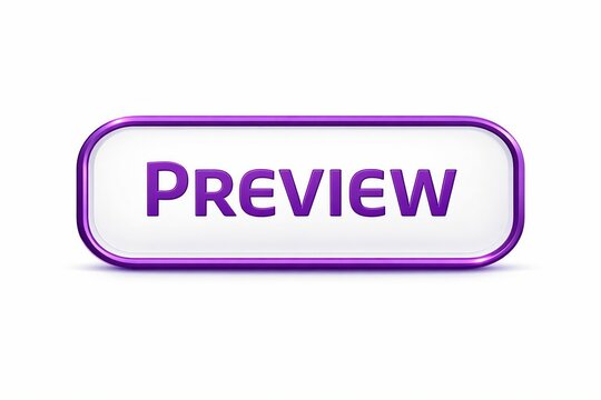 Modern preview button with purple metallic border and 3d effect