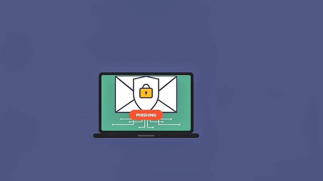 Computer security concept showing a laptop displaying an email with a shield and lock icon symbolizing data protection and privacy