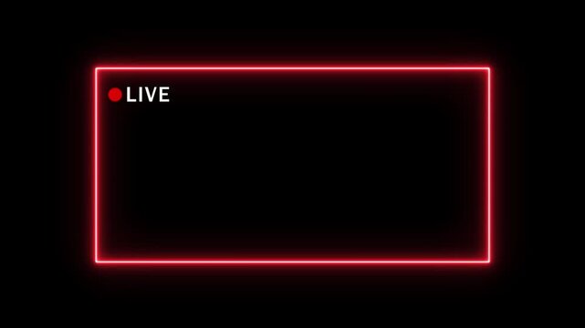 Neon live streaming frame animation. Glowing streaming game live Stream overlay motion graphics. 4k Animation video on Black Background
