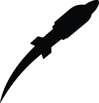 Silhouette vector of a ballistic missile flying through the air design