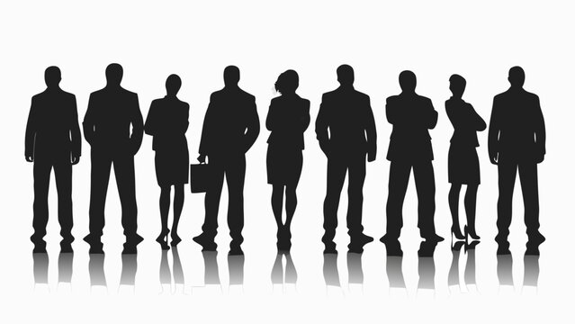 group of business people silhouettes standing in a row on a white background high quality professional detailed modern