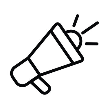 Megaphone icon vector in minimalist line art style for marketing announcement and promotion concept isolated on white background.