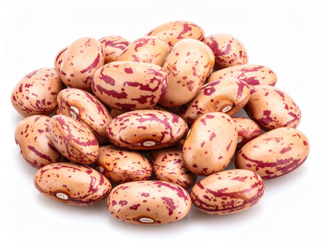 Pinto beans, white background, macro shot. AI