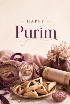 Happy Purim jewish holiday social media banner