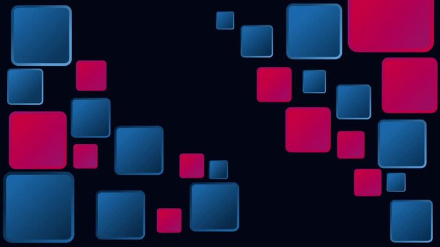 Abstract squares minimalist trendy animation on dark background