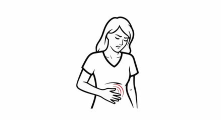 Obraz premium Illustration of a person experiencing abdominal pain or discomfort