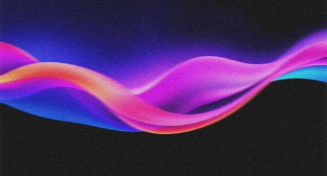 Vibrant abstract wave illustration, dynamic flowing lines, colorful gradient design, modern digital art background for technology and music