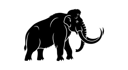 Fototapeta premium Black elephant icon, mammal silhouette, wildlife graphic, animal emblem isolated on White Background