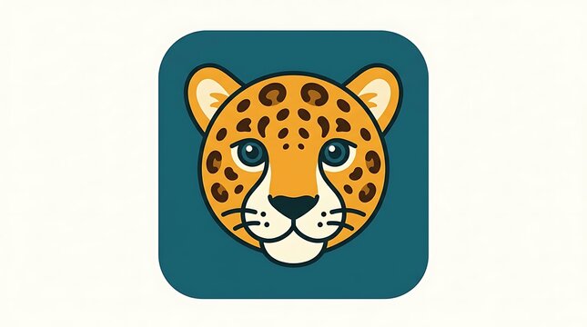 Cute Leopard Face Icon Flat Vector Illustration