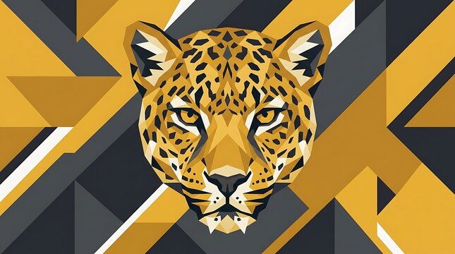 Geometric Low Poly Leopard Head Vector Art