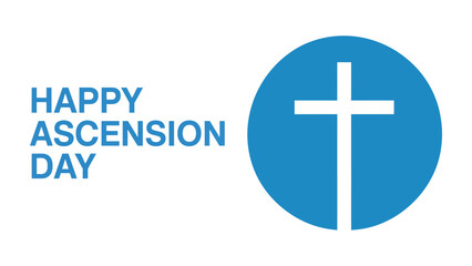 Fototapeta premium happy ascension day christian typography design with cross symbol, clean minimal vector illustration representing faith, spirituality, resurrection, and religious celebration concept in modern style 