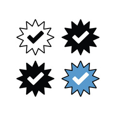 Obraz premium Set of verified badge icons with checkmarks for social media
