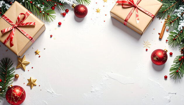 Christmas presents with festive decorations