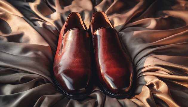 close up of brown leather shoes