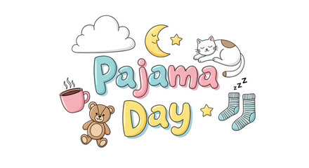Naklejka premium Pajama Day illustration, cute cartoon style, with copy space, for kids events