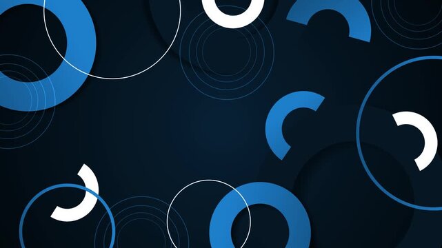 Modern circular abstract background animation, modern geometric design layered shadows, minimal tech style