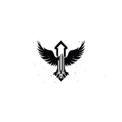 Fototapeta premium Phoenix emblem incorporates a structural house shape within its wings to symbolize home security and real estate growth through a unique and highly stylized architectural design concept.