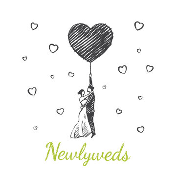 Newlyweds with Heart Balloon