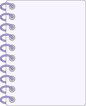 Blank Spiral Notebook Page with Lavender Purple Rings Vector Illustration