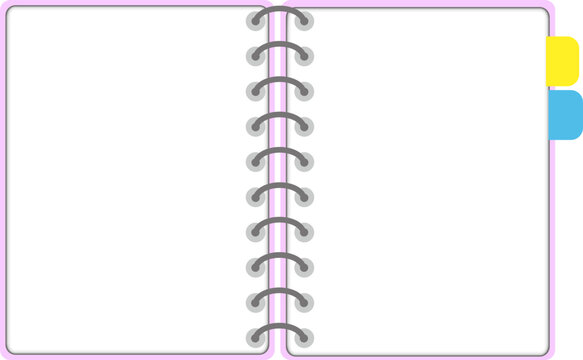 Blank Open Spiral Notebook with Colorful Index Tabs Vector Illustration