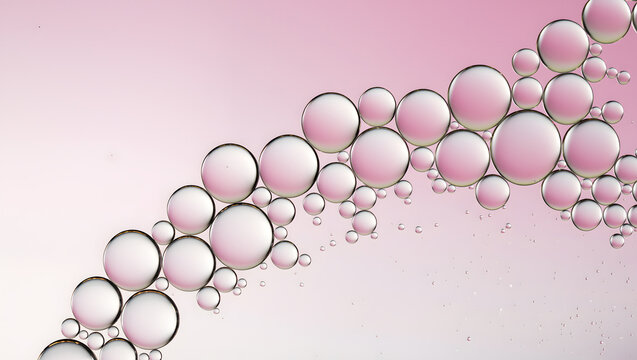 Pink molecular bubbles peptide collagen and skincare science abstract background