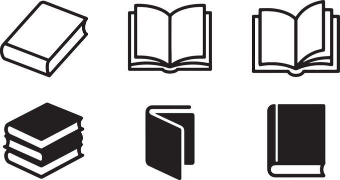 Collection of book outlines and solid shapes against white background