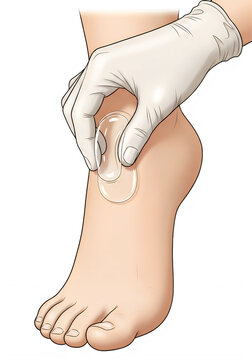 Medical measurement of foot length with a tape measure for sizing isolated on transparent background