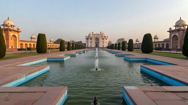 Humayun's tomb of Mughal Emperor Humayun designed by Persian architect Mirak Mirza Ghiyas in New Delhi, India. Tomb was commissioned by Humayun's wife Empress Bega Begum