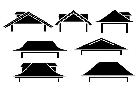Roof Plan Architectural Technical Drawing Icon Vector Silhouette Blueprint Construction House Layout Engineering Design Top View Minimal Flat Style