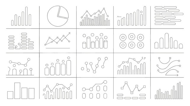 Minimalist chart icon set with bars and dots &ndash; Perfect for business data graphics, performance tracking apps, or tech documentation.