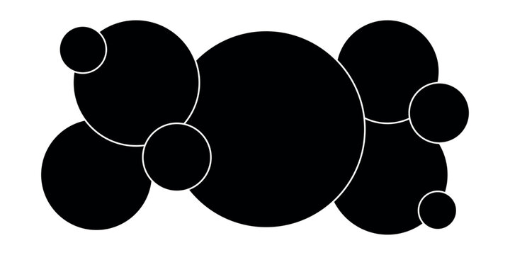 Vector abstract circle frame collage set on white background. Black round placeholders with thin borders for photo.