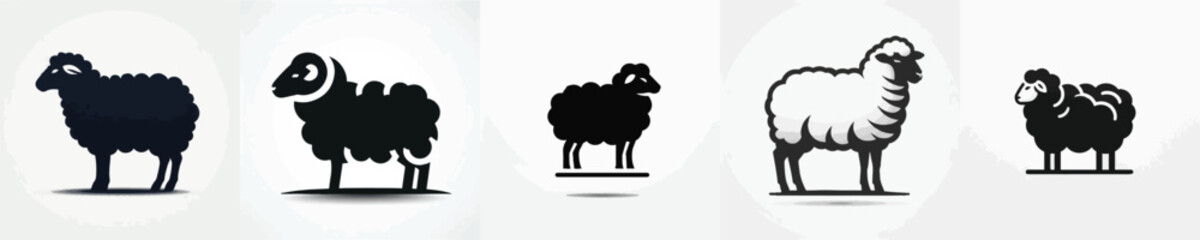 Obraz premium Sheep Silhouette Vector Illustration