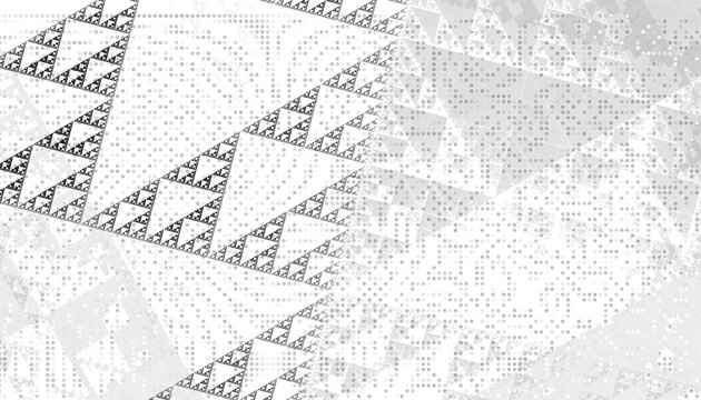 Abstract white and gray geometric banner with triangles shapes overlay background and halftone texture. Dot texture