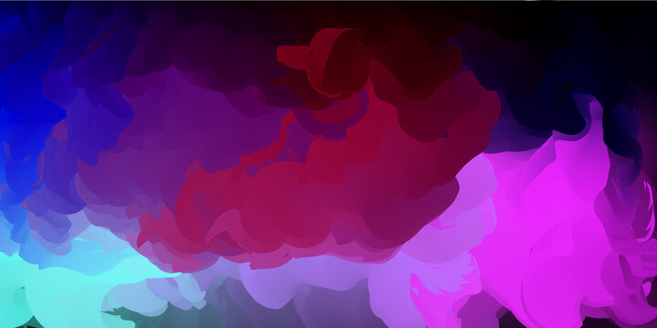 Abstract colorful smoke cloud background, layered soft mist and fog shapes, smooth gradient blending