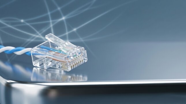 Close up of a network cable connector