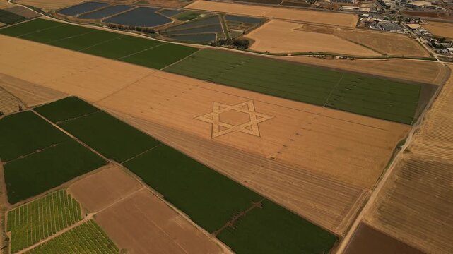 Aerial View of Gilboa Mountains Overlooking Agricultural Valley Israel