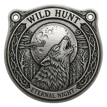 Wolf howling at the moon symbol.