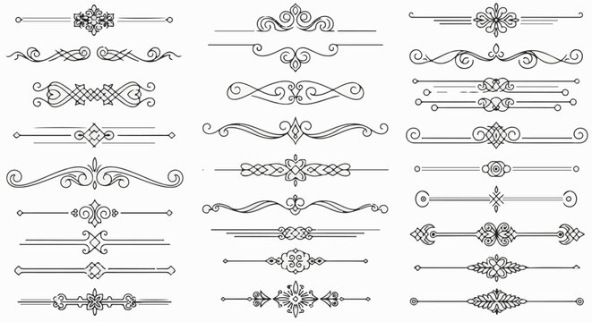 Ornate decorative line dividers with intricate scrolling and floral elements
