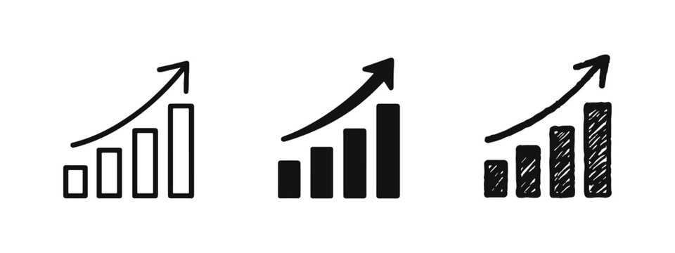 Business Success and Profit Growth Bar Graph Icon Set