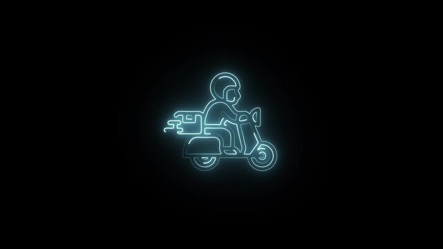  blue delivery scooter icon bike courier delivery express fast futuristic glowing icon logistics mobility motorcycle.