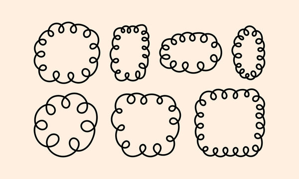 Set of hand drawn quirky abstract doodle shapes. Vector flat illustration. Cute squiggle speech line bubbles