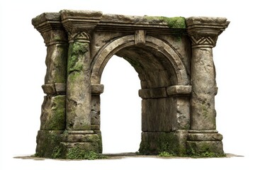 Obraz premium Stone arch doorway symbol for game menu with bright white background