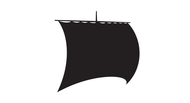 Sailing ship with triangular sail black silhouette