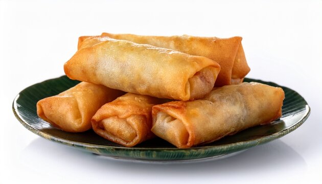 traditional chinese spring rolls isolated on white background