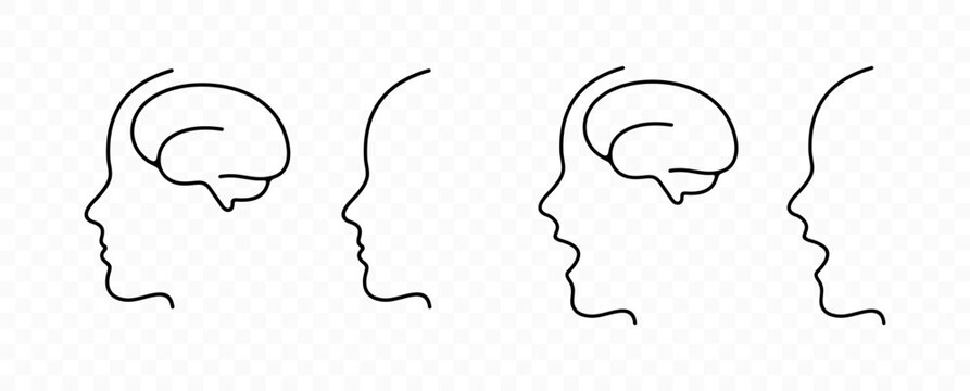 Human profile, emotional, brain and mind, graphic design. Person, face, head, psychology, intellect and thoughts, vector design and illustration
