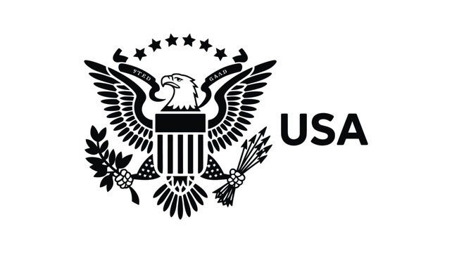 American eagle shield emblem with stars in silhouette style, vector illustration for USA badge, logo and patriotic graphic design.