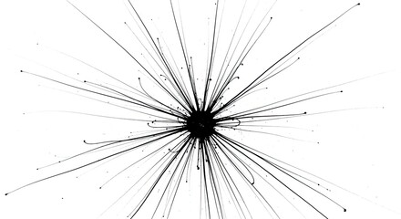 Obraz premium Abstract black lines radiating from a central point on a white background
